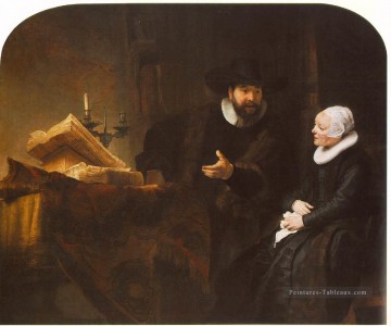 Le ministre mennonite Cornelis Claesz Anslo en conversation avec sa femme Aaltje Rembrandt Peinture à l'huile